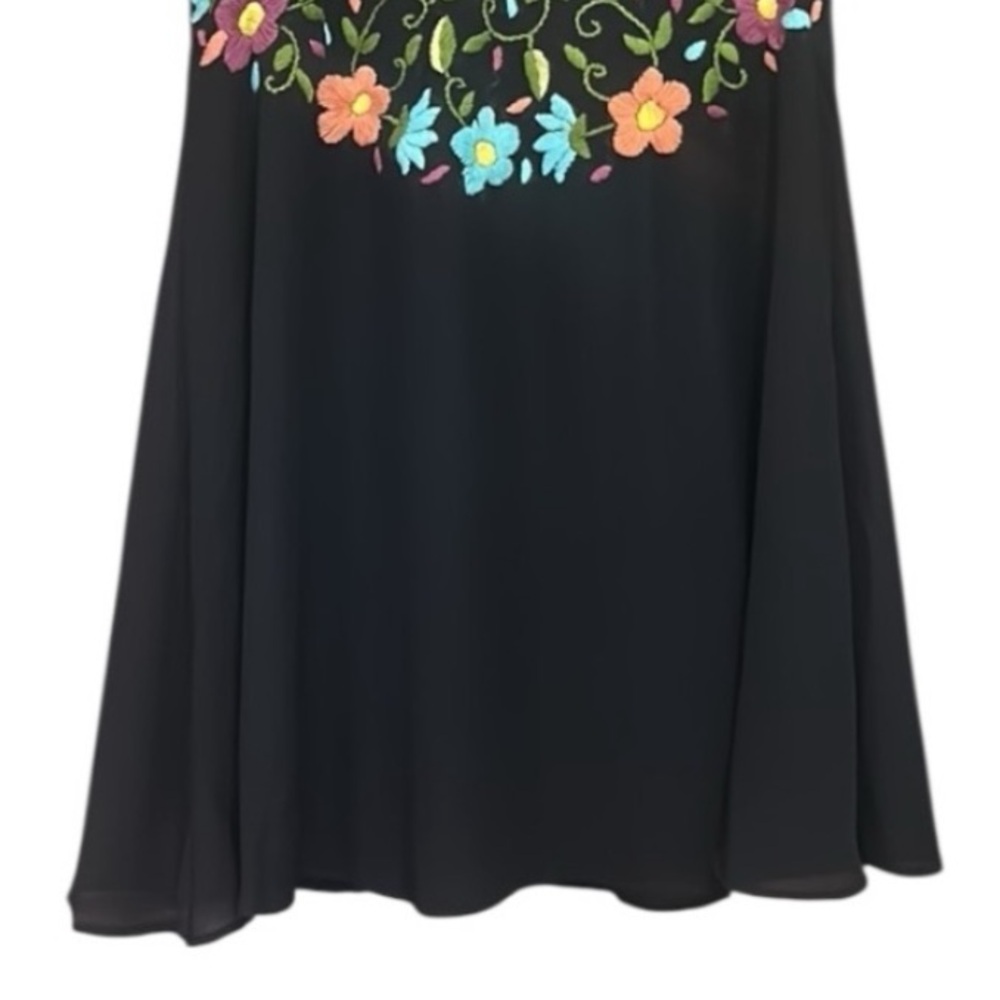 Judith March Flutter Sleeve Multicolor Floral Embroidery Dress Black Size Small - Picture 9 of 12